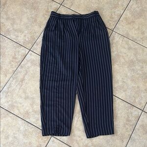 Navy High Waisted Striped Pants